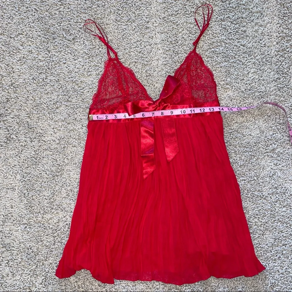 Victoria's Secret Red Lace Babydoll Lingerie Nightie Panty Set Size Large